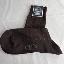 Chaps Ralph Lauren Socks Mens 10-13 Bamboo Rayon NEW Brown Novelty Print Dress