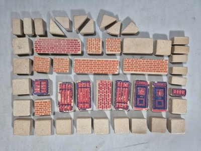 Vintage Lott s Bricks Ceramic Building Set England Windows Doors Blocks Toy