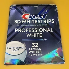 Crest 3D Levels 32 Professional White+LED Light 38 Strips Whitening EXP 2027
