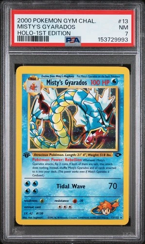 2000 POKEMON GYM CHALLENGE HOLO-1ST EDITION #13 MISTY'S GYARADOS PSA 7