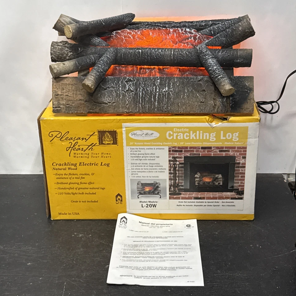 Pleasant Hearth Crackling Logs L-20W 20" Electric Fireplace Insert Natural Wood - Image 2 of 4