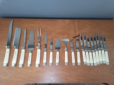 Vintage 19 Piece Regent Sheffield Stainless Knives And Serving Pieces