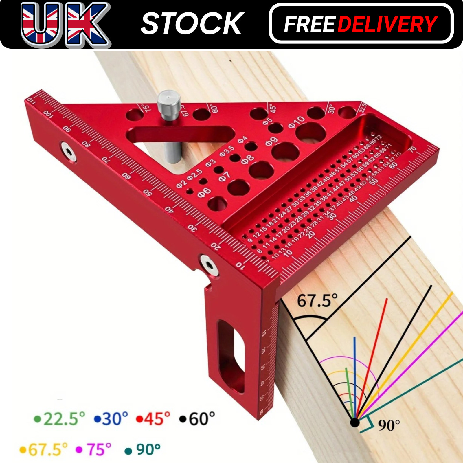 3D Multi-Angle Carpenter Measuring Ruler Marking Ruler Right-angle Square Ruler