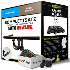 Anhängerkupplung abnehmbar für OPEL Agila +E-Satz Set
