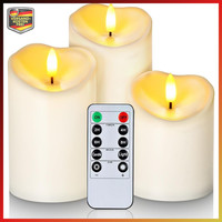 Flammenlose Led-SäUle Kerzen Wasserdicht Elfenbein 3Er-Set Mit 3 StüCk
