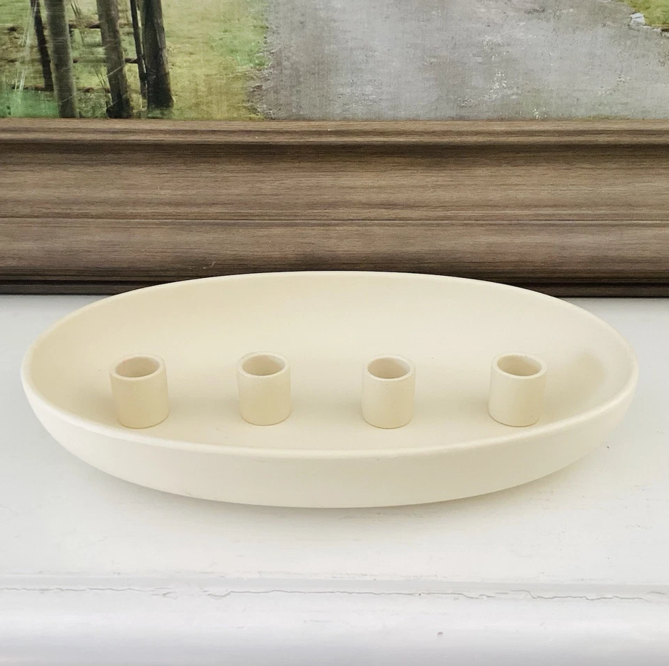 Anthropologie candle holder Lidatorp oval ceramic Matte Finish Minimalist - Image 4 of 4