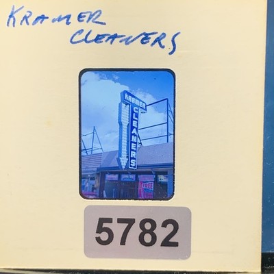 Vintage 35mm Color Slide Kramer Cleaners Business Sign Storefront Americana