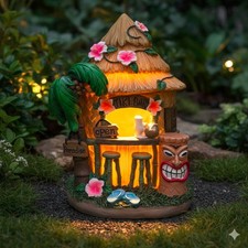 Solar Tiki Bar LED Light Solar Garden Statue Oranment 6-8 Hours Light Output