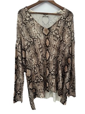 Show Me Your Mumu Women Brown Snake Skin Mob wife pullover oversized sweater S