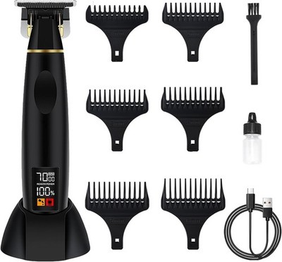 Professional Cordless Hair Clipper Beard Trimmer for Men LED Display Electric .