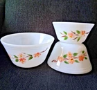 Set 3 Federal Glass Apple Blossom Nesting / Mixing Bowl Bowls VGC