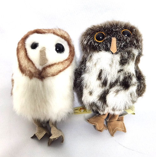2 Folkmanis Plush Finger Puppets 4" Mini Barn Owl + Spotted Owl