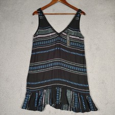 Gypsy Sand Dress Women's Small Black Striped Lace V-Neck Embroidered Ruffle NWT