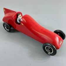 Handmade Custom Pinewood Derby Race Car Red, Vintage 1960s w Decals