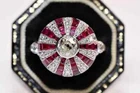 Art Deco Vintage 2.8Ct Lab Created Diamond Engagement 14K White Gold Finish Ring