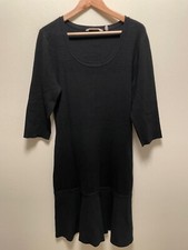 Soft Surroundings Womens Dress Large Black Ribbed Knit Stretch Normcore Neutral