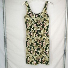 Forever 21 Forrest Green Floral and Leaves Above Knee Length Dress Junior Size M