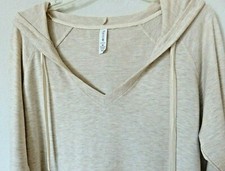 Ideology Women Medium Pullover Hoodie Ivory Solid Top