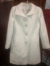 Dkny Off White Genuine Wool Long Coat