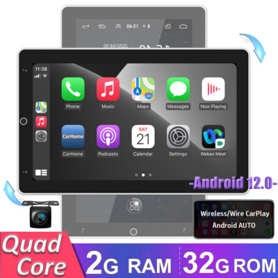 Android 12 Double Din 10.1'' Car Stereo Apple CarPlay Radio GPS Navi WiFi FM+CAM