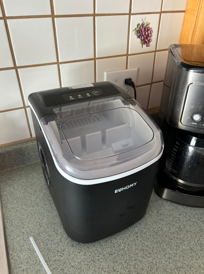 EUHOMY Portable Ice Maker, 26lbs/24H, Auto-Clean, 9 Ice Cubes in 6 Mins, Black-image