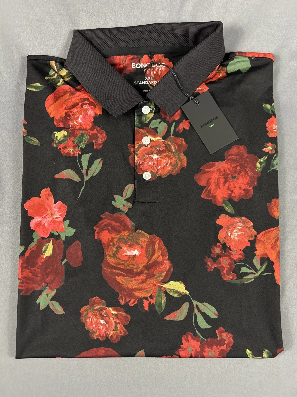 Bonobos Golf Shirt Polo Justin Rose Floral Print XXL Black Polyester MSRP $89
Opens in a new window