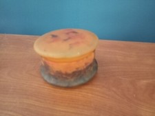 xx Boîte couverte signée MULLER FRERES Lunéville verre marmoréen orange et brun