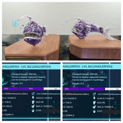 ARK ASCENDED PVE OFFICIAL PAIR BABY ANGLER FREEZA TOP STATUS PC/XBOX/PS5