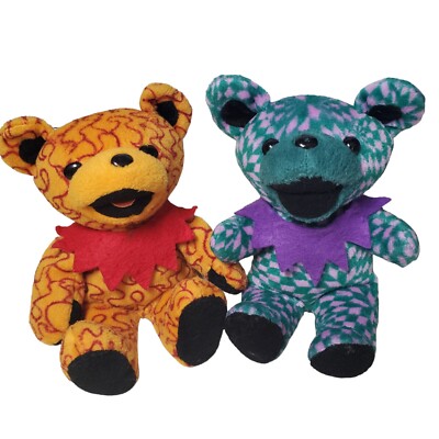 90s GRATEFUL DEAD Liquid Blue Beanie Bear Plush Fire & Pearly