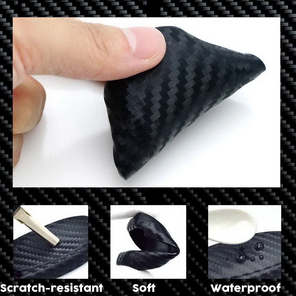 1pc Carbon Fiber Full Cover Soft Silicone Key Fob Case for Volkswagen - Image 4 of 4