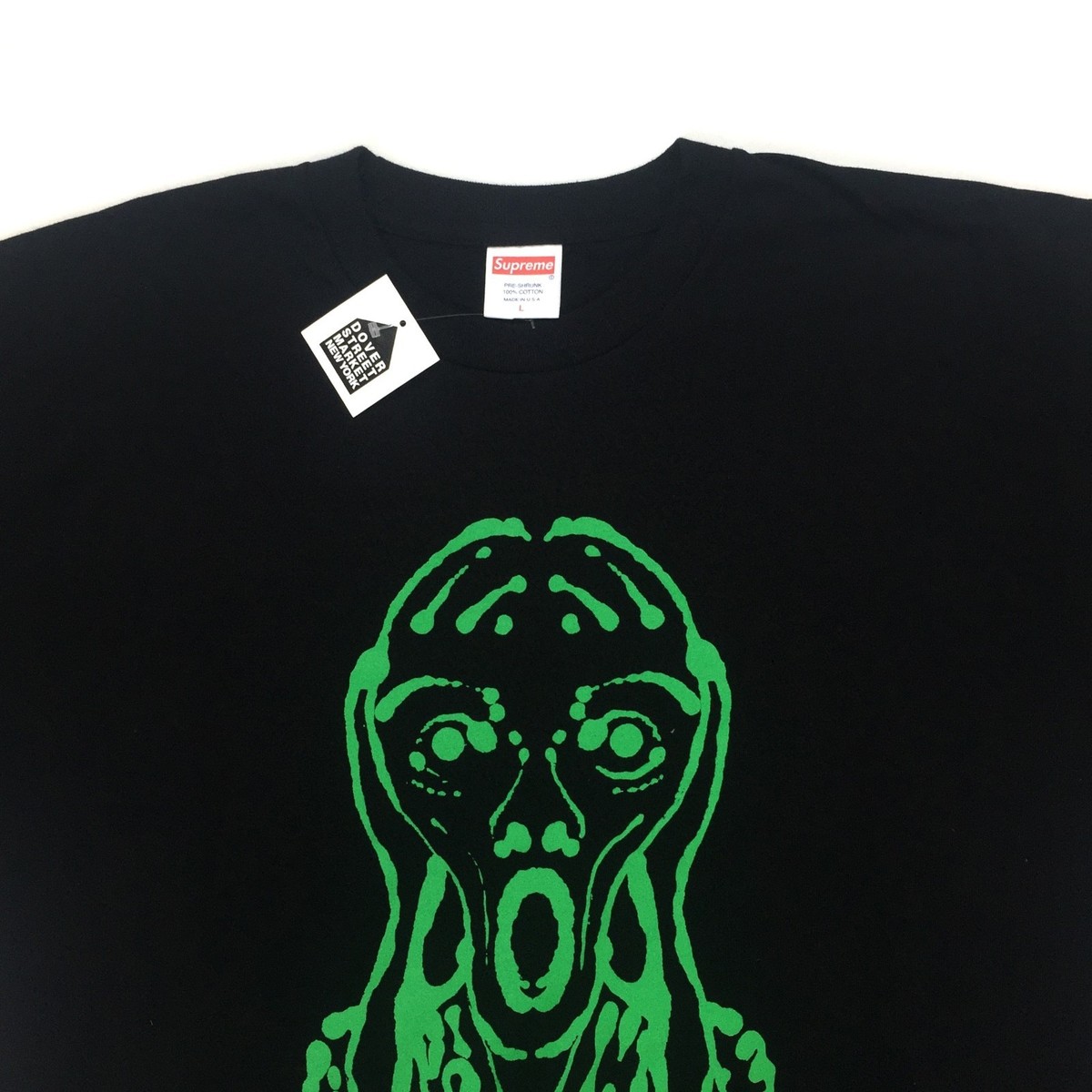 NWT Supreme SS17 The Scream Tee Crewneck T-Shirt Black Green Men's