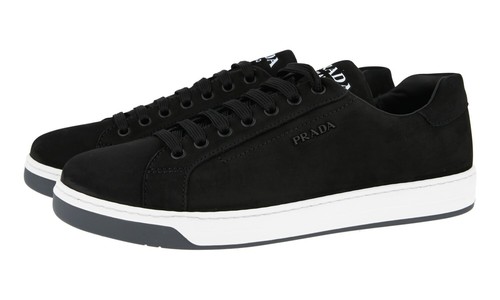 prada black suede trainers