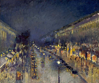 The Boulevard Montmartre at Night, 1897 by Camille Pissarro Fine Art Print 22x26