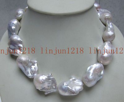 18'' 15-25mm Huge South Baroque White Reborn keshi Pearl Necklace AAA