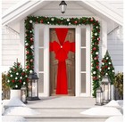Red Bow Net Fabric Full Door Bow Decor Window Ribbon Wrap Party Christmas Home