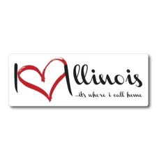 I Love Illinois, It's Where I Call Home US State Magnet Decal, 3x8 In Automotive
