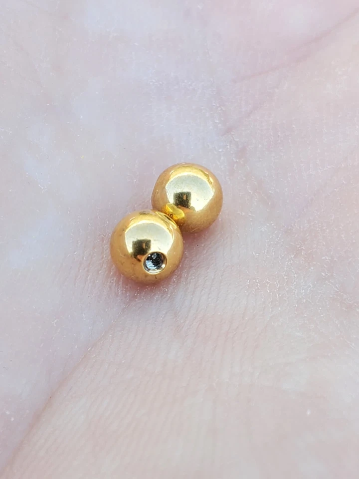 2 Gold Color 18g 16g 14g Externally Threaded Replacement Balls Gold Color - Image 2 of 4