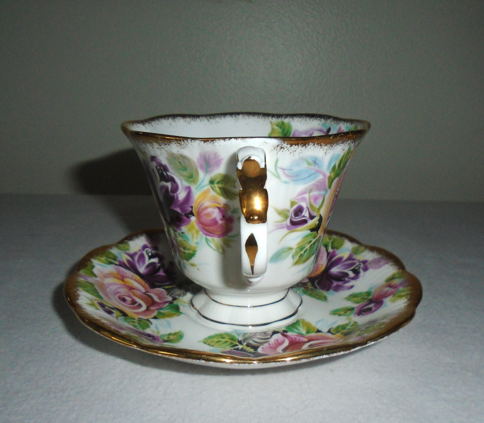 Royal Albert Summer Bounty Series Amethyst Footed Tea Cup and Saucer