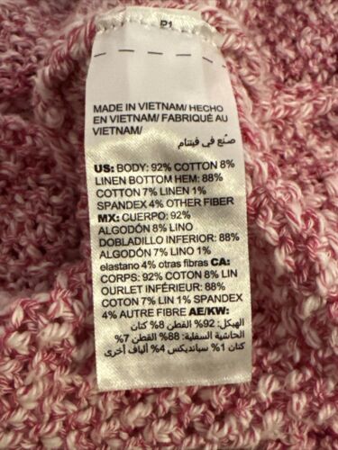 Chicos Womens Sz 2 Pink & White Loose Basic Knit 3/4 Sleeved Sweater - Picture 4 of 6