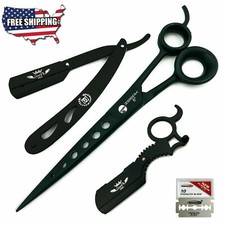 BARBER SALON 8" HAIR CUTTING HAIR STYLING SHEAR SCISSOR  SHAVING RAZORS BLACK