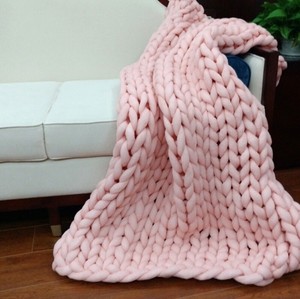 Handmade-Knit-Thick-Small-Blanket-Wool-Yarn-Bulky-Warm-Soft-Sofa-Bed-Throw-US