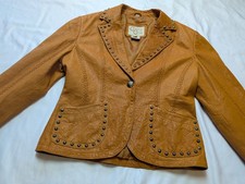 Vintage Cripple Creek Leather Blazer Jacket Womens Size S Studs/ Braided Western