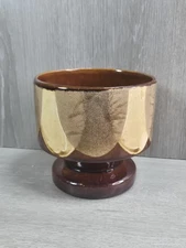 Vintage Haeger Pottery Brown and Tan Retro Textured Pedestal Planter 5"