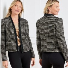 NWT TALBOTS 199 Breckenridge Tweed Wool Blend Jacket Blazer Black Multi Size 6