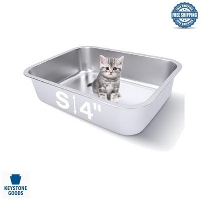 Small Stainless Steel Cat & Rabbit Litter Box - Odorless, Easy Clean, Durable...