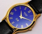 Vintage Seiko Slim Quartz Japan Made Blue Dial Gold Plated Men's Wrist Watch