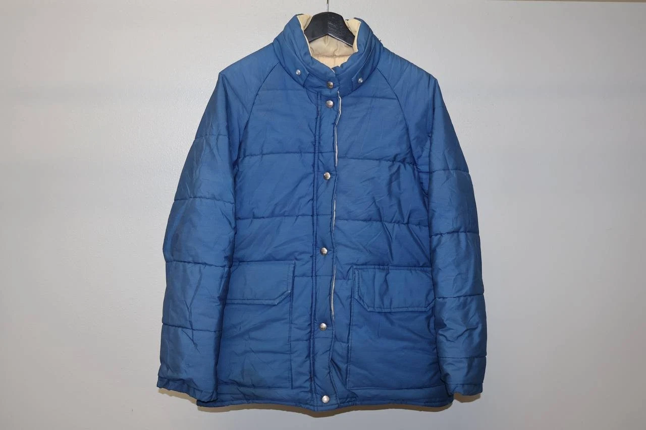 Vintage LL Bean Jacket Mens Small Blue Puffer Goose Down Insulated