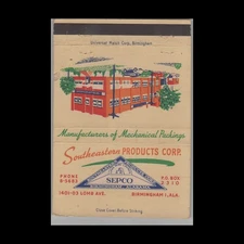 Matchbook Cover Southeastern Products Corp Mechanical Packings Birmingham AL