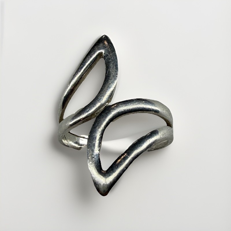 Vintage 925 Sterling Silver Abstract Open Swirl Ring Size 7 Pretty! Great Daily!