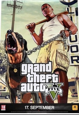 Playstation 3 Sony Grand Theft Auto Five Rockstar Poster 2 Seitig Neu Versiegelt